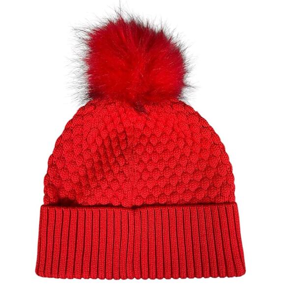 Lululemon Bubble Knit Pom Pom Beanie Grenadine Red One Size NWOT Cozy Warm Soft - Picture 5 of 7